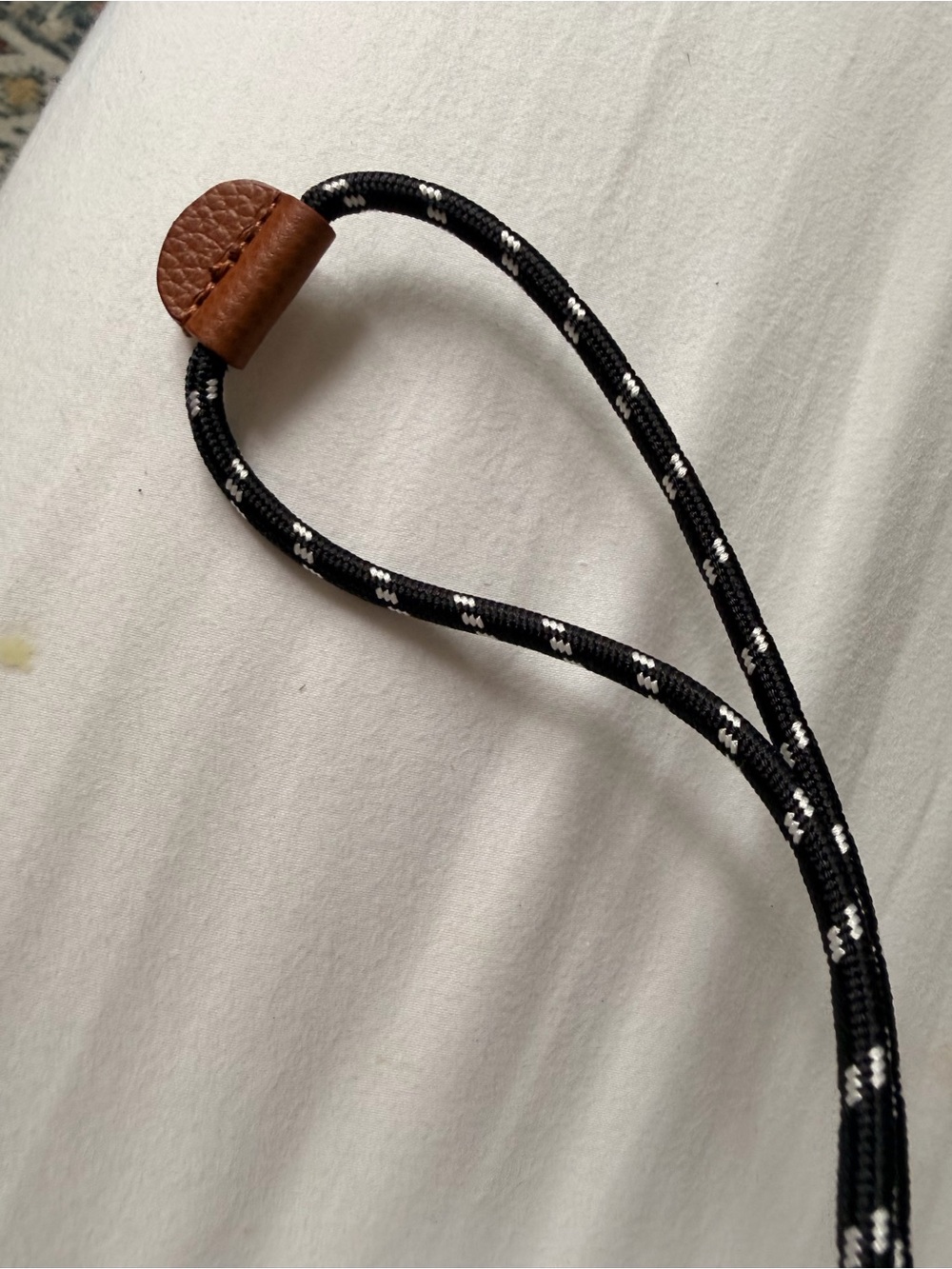 Palm Angels Tan Leather Mini Pouch AirPod Necklace with Black Cord - Picture 4 of 5